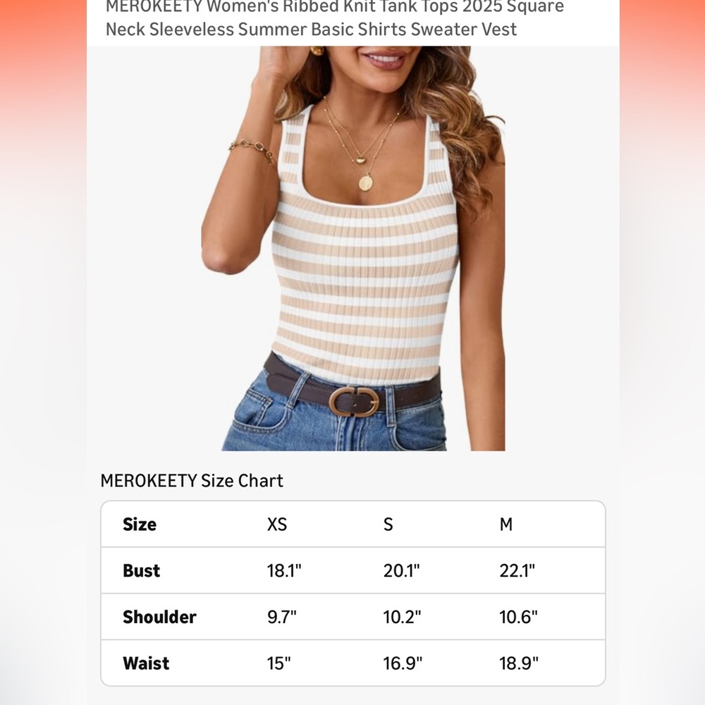 NWT Striped Ribbed Tank Top - Picture 5 of 6